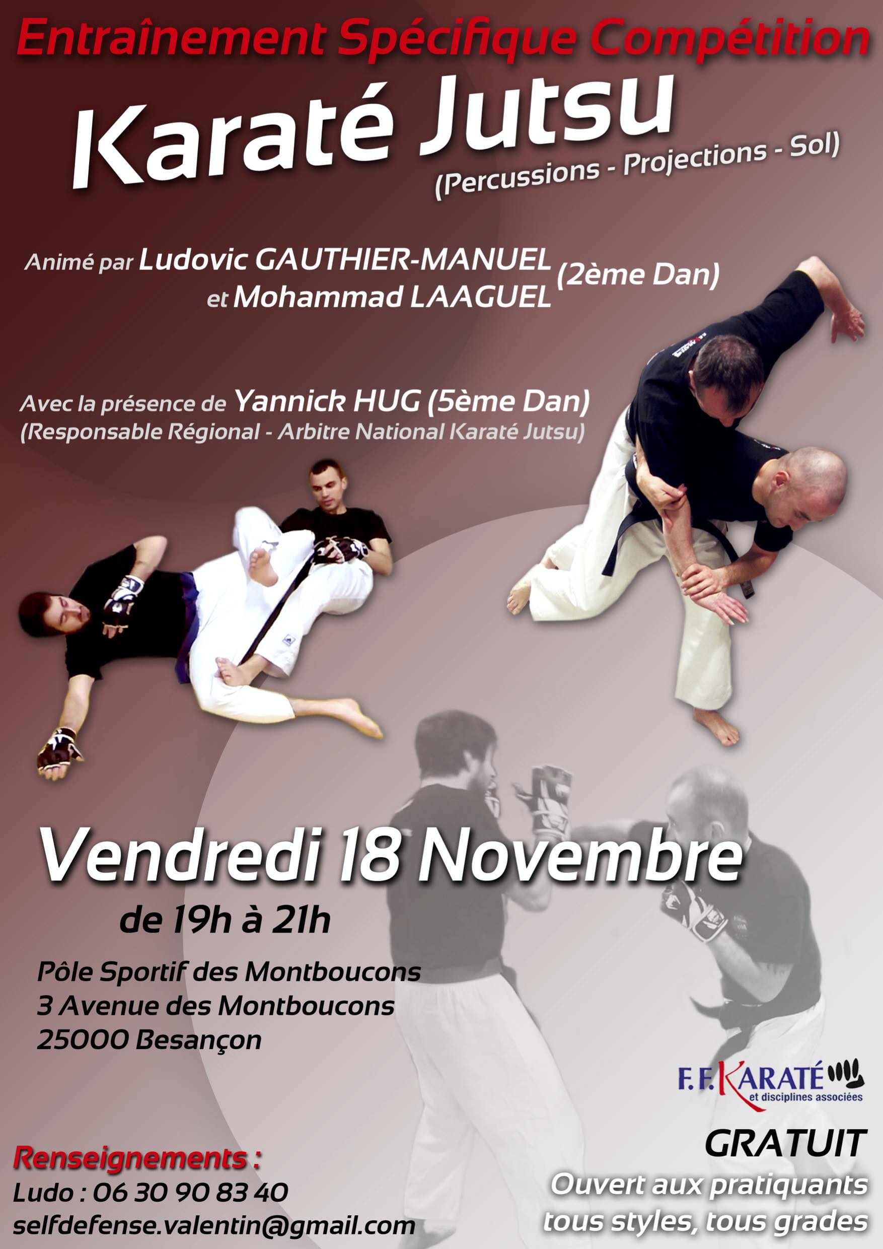 Pour tous les adultes du club: Krav Maga, Karaté Défense Training et Karaté Do